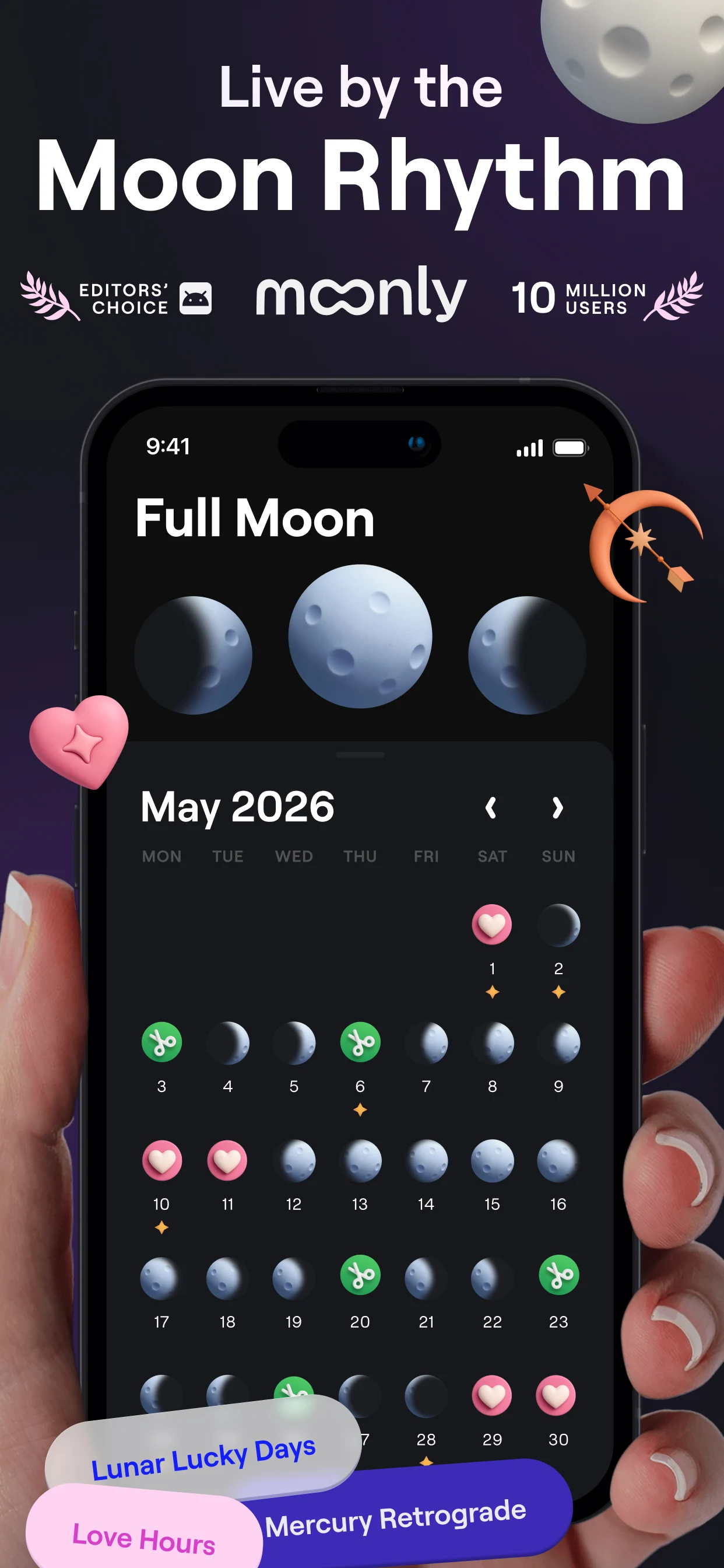 Moonly: Moon Phases & Calendar screenshot